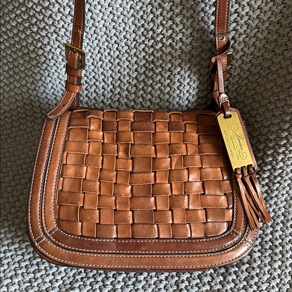 RLL Brown Woven Leather Crossbody Bag - Picture 3 of 6